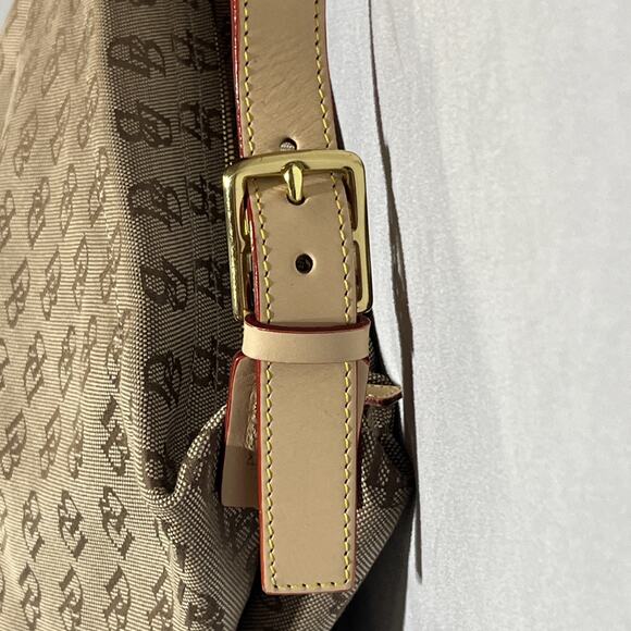 Dooney & Bourke Logo Monogram Print Jacquard Canvas Hobo Shoulder Bag Zip Top - Picture 7 of 16